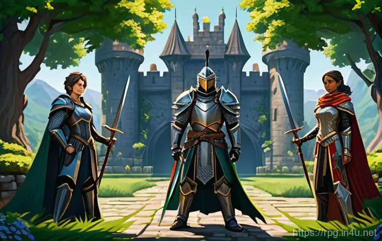 판타지 세계관 기반 RPG 게임 - A captivating female vampire stands elegantly within a grand, gothic castle hall. She wears a sophis...